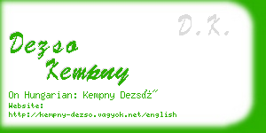 dezso kempny business card